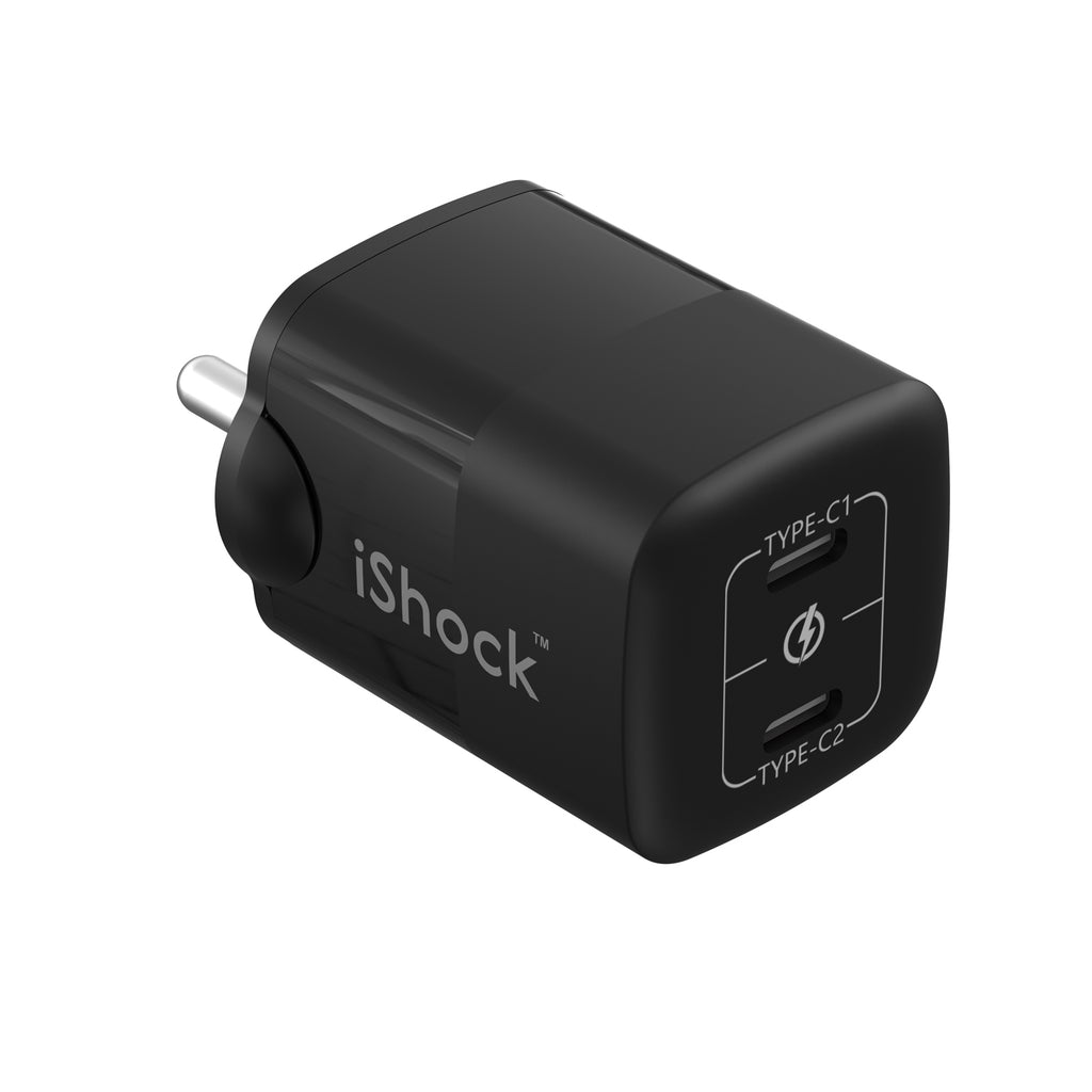 45W Dual Type C Quick Charger GaN mini PD - Black