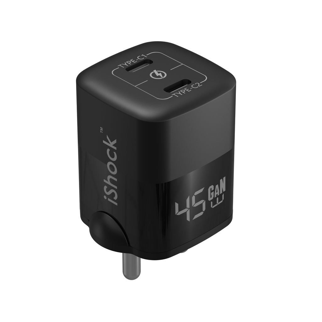 45W Dual Type C Quick Charger GaN mini PD - Black