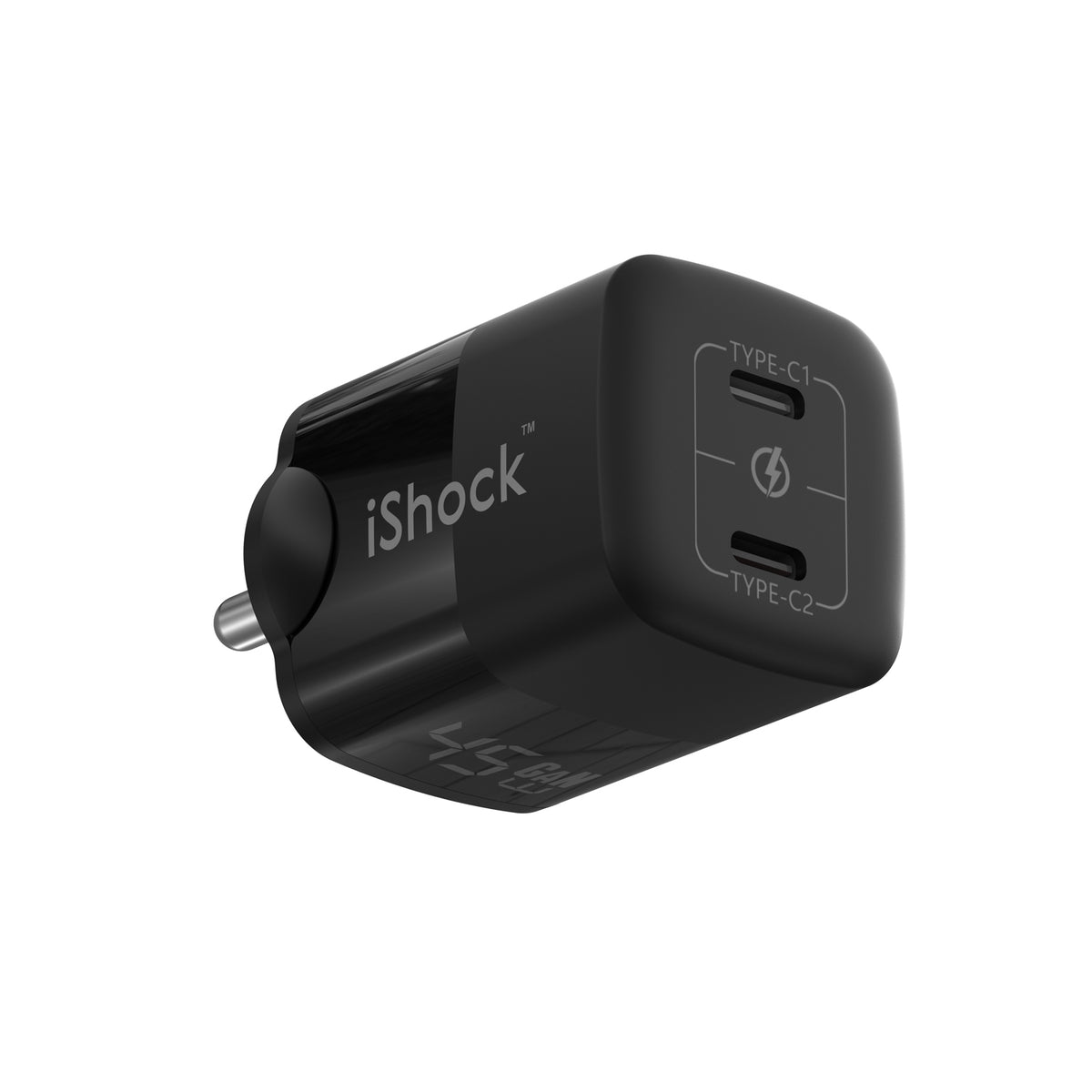 45W Dual Type C Quick Charger GaN mini PD - Black