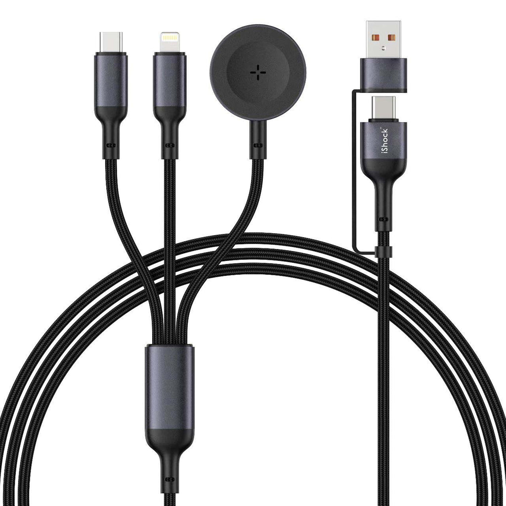 3-in-2 Multi Charger Braided Cable with Type-C/Lightning/Watch