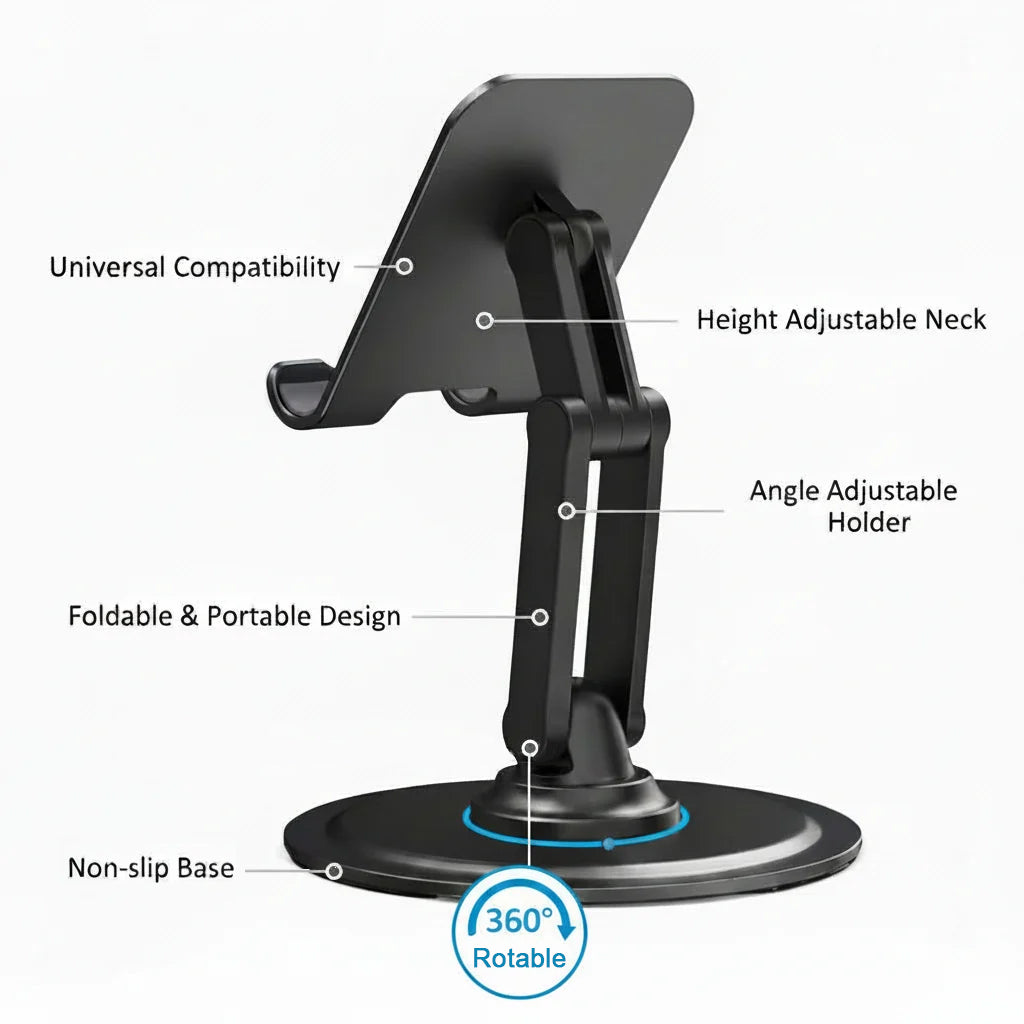 Premium Foldable 360° Rotatable, Height & Angle Adjustable, Anti skid Phone & Tablet Stand ISMS-005