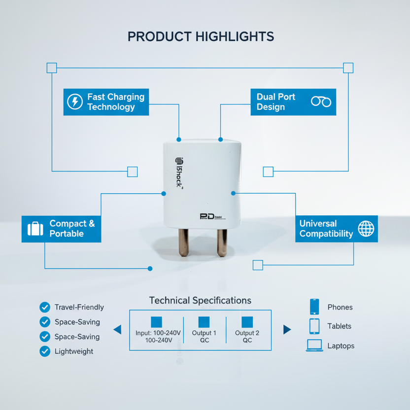 20W PD Dual Port Fast Charger - White