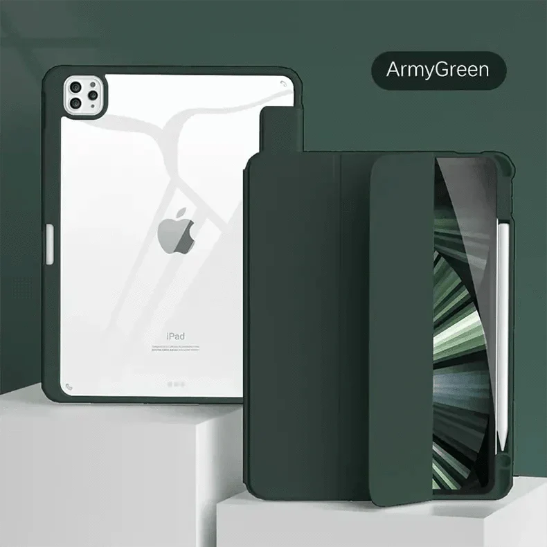 Built-in Stand Trifold Slim Case Army Green