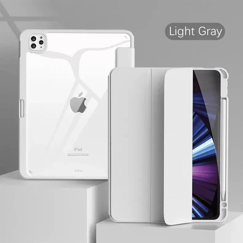 Built-in Stand Trifold Slim Case Light Gray