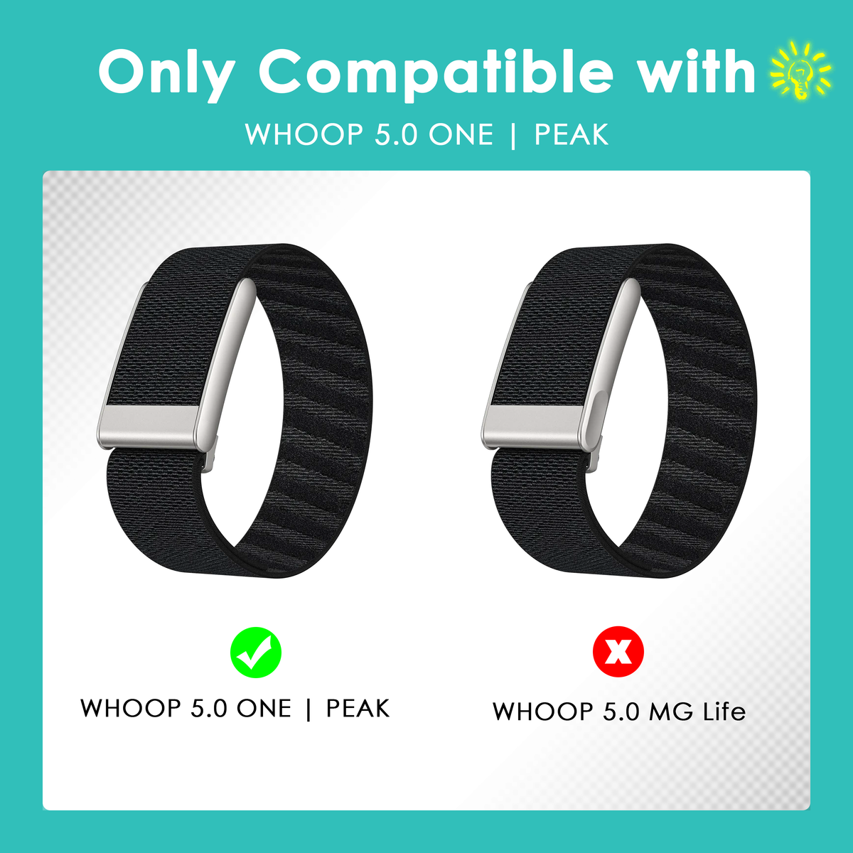 Nylon Sports Loop for Whoop 5.0 ONE | 5.0 PEAK ( Black - White )