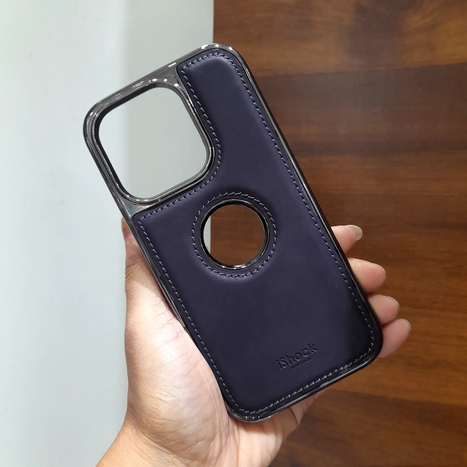 Electroplating Chrome PU Leather Case for iPhone 14 Pro