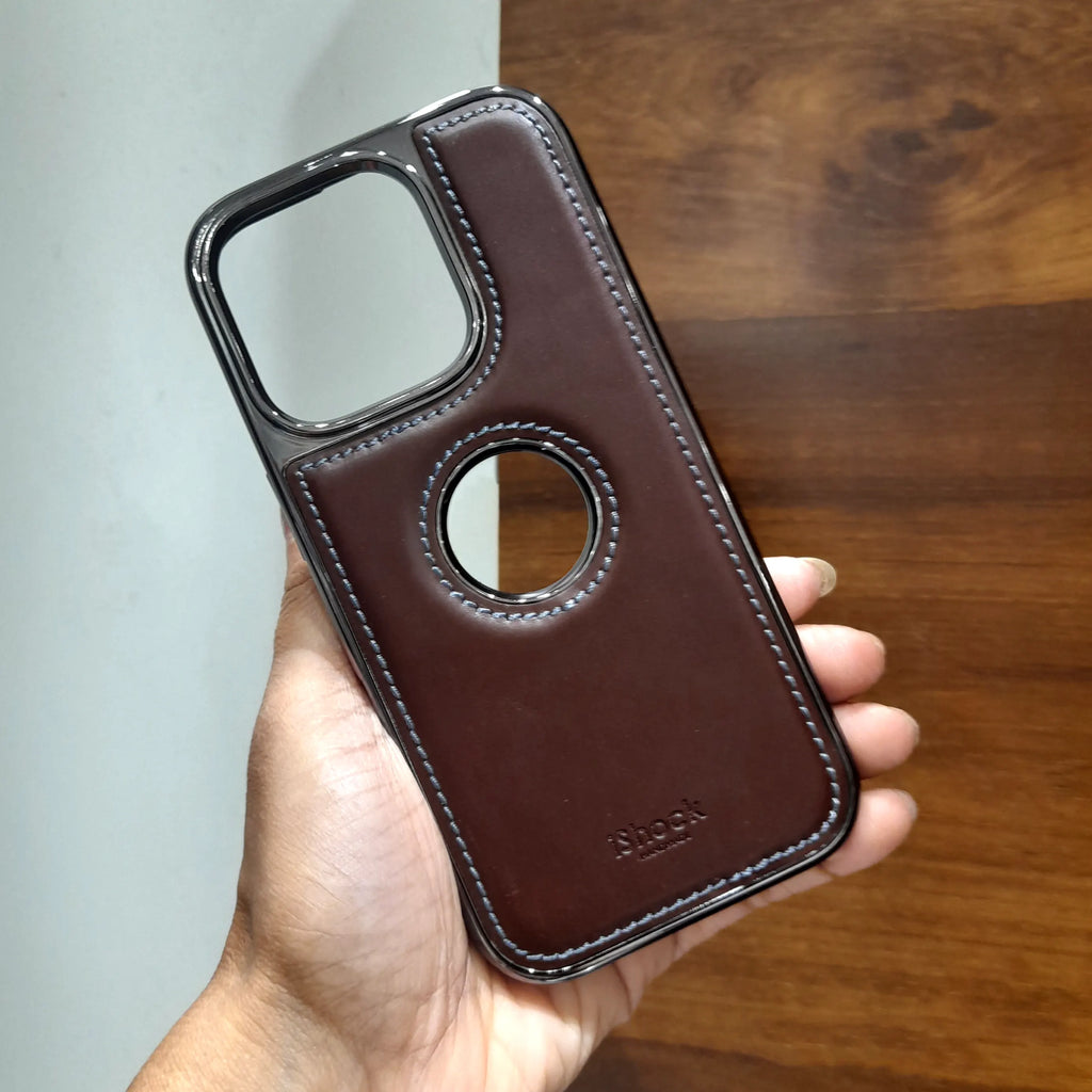Electroplating Chrome PU Leather Case for iPhone 15 Plus