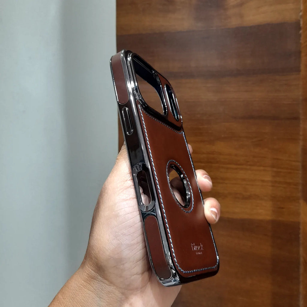 Electroplating Chrome PU Leather Case for iPhone 15 Plus