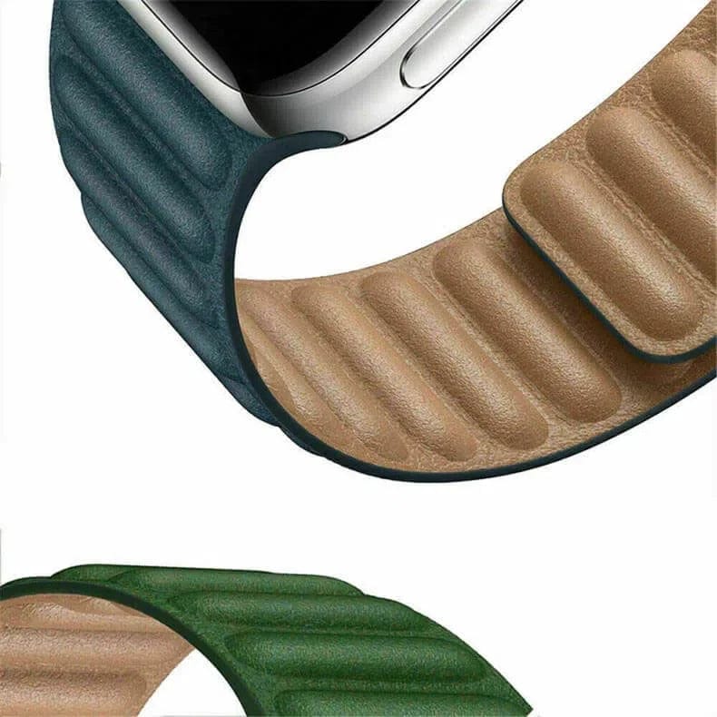 Leather Texture Magnetic Link Strap
