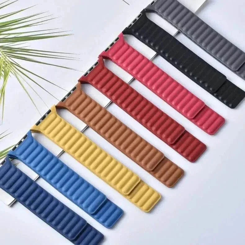 Leather Texture Magnetic Link Strap
