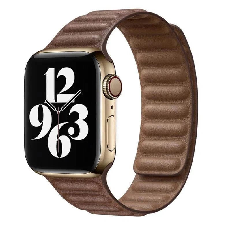Leather Texture Magnetic Link Strap Coco Brown