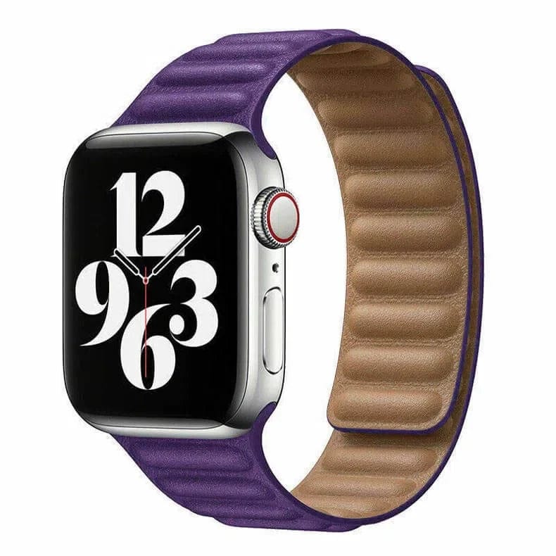 Leather Texture Magnetic Link Strap Deep Purple