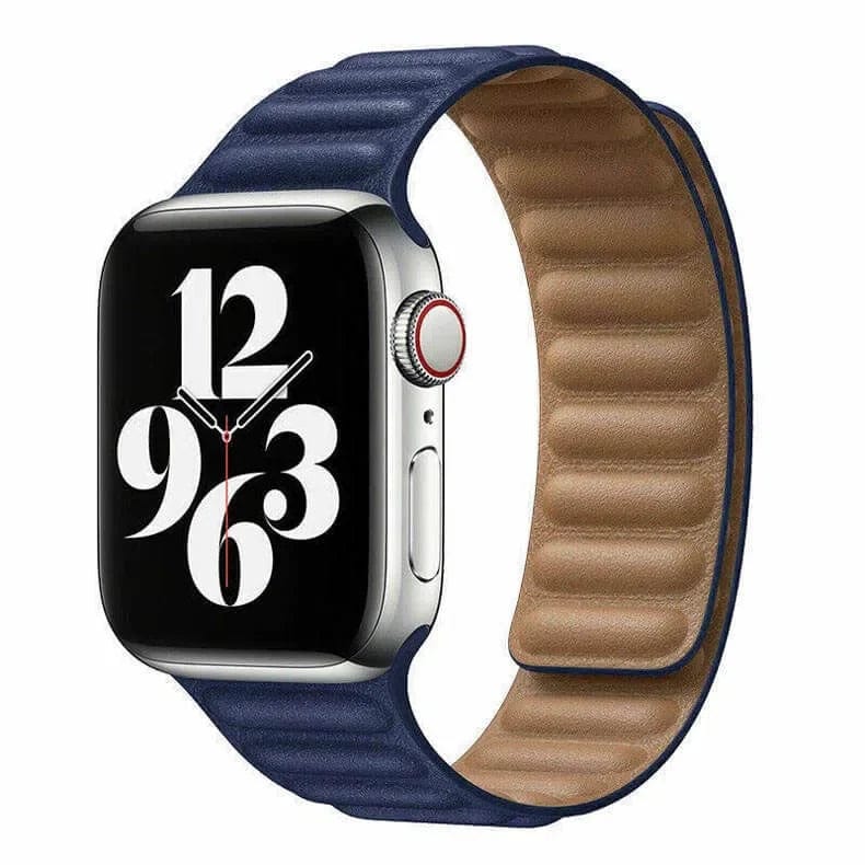 Leather Texture Magnetic Link Strap Midnight Blue