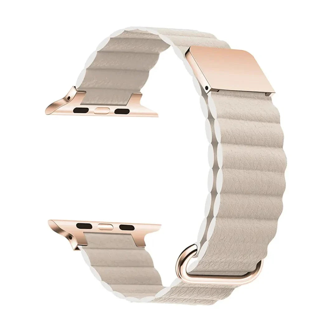 Magnetic Leather Texture Band Off White