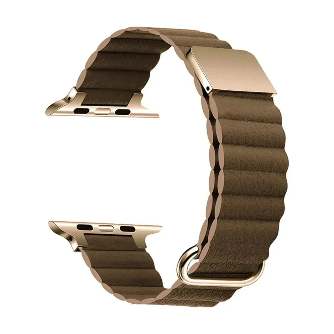 Magnetic Leather Texture Band Tan Brown