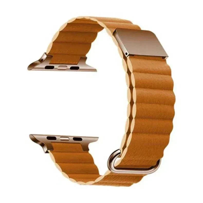 Magnetic Leather Texture Band Brown