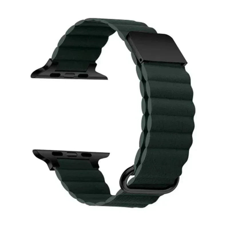 Magnetic Leather Texture Band Midnight Green