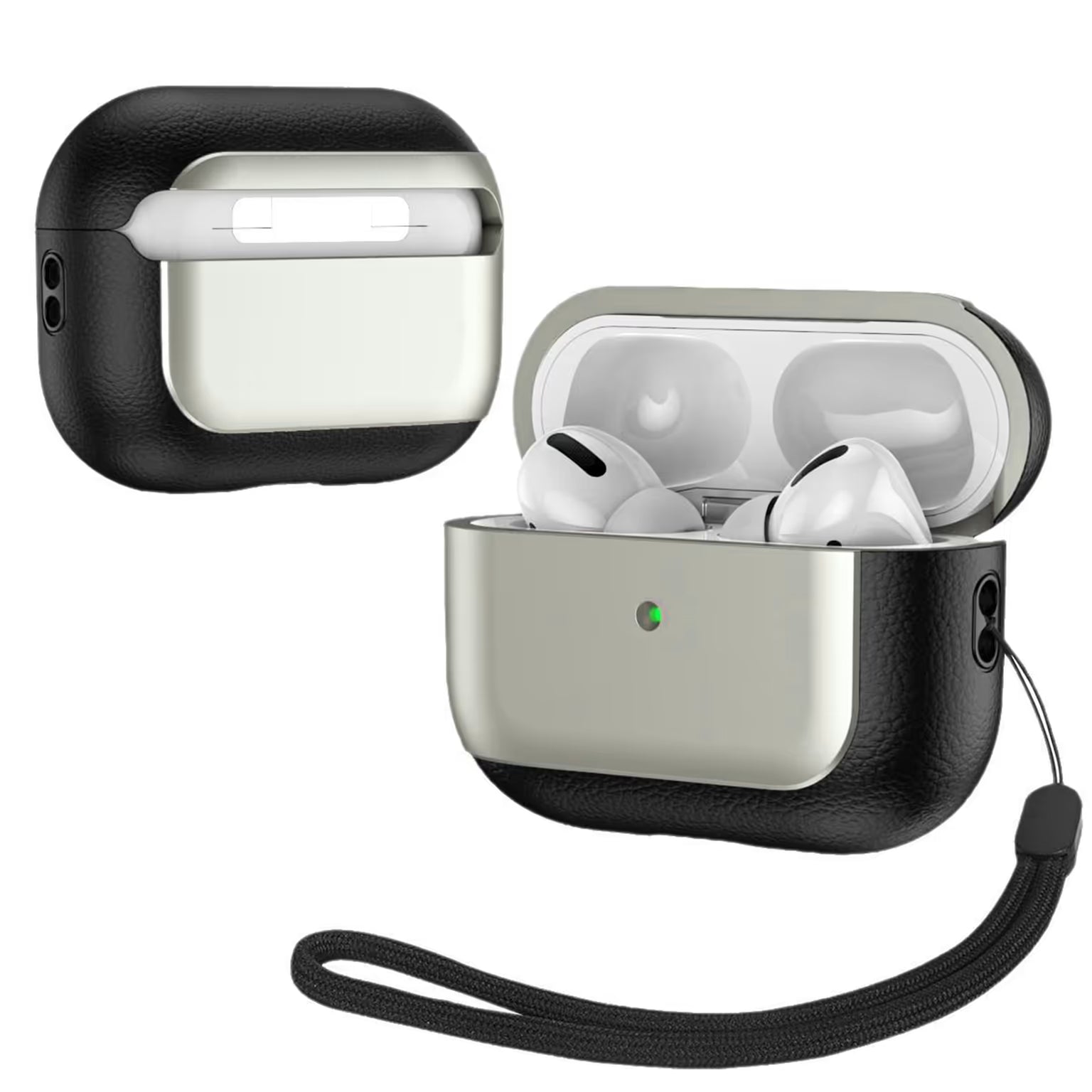 Litchi Texture Case with Lanyard Airpods 4 | 4 ANC Off White