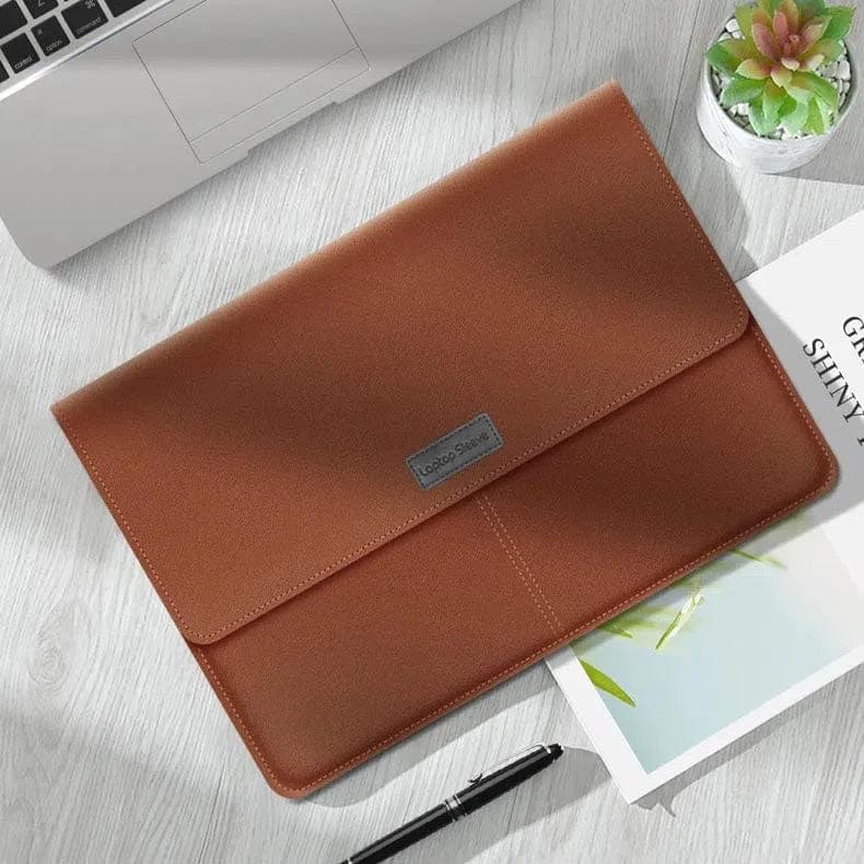 PU Leather Envelope Laptop Sleeve for up-to 13-inch laptop Brown