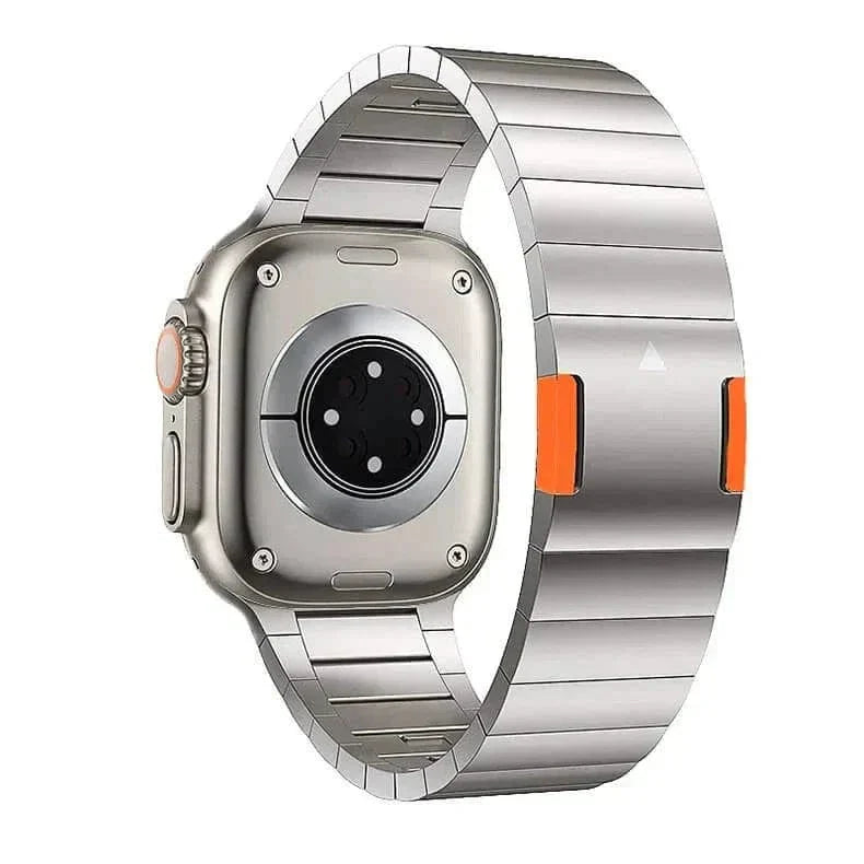 Magnetic Closure Bracelet Natural Titanium Orange