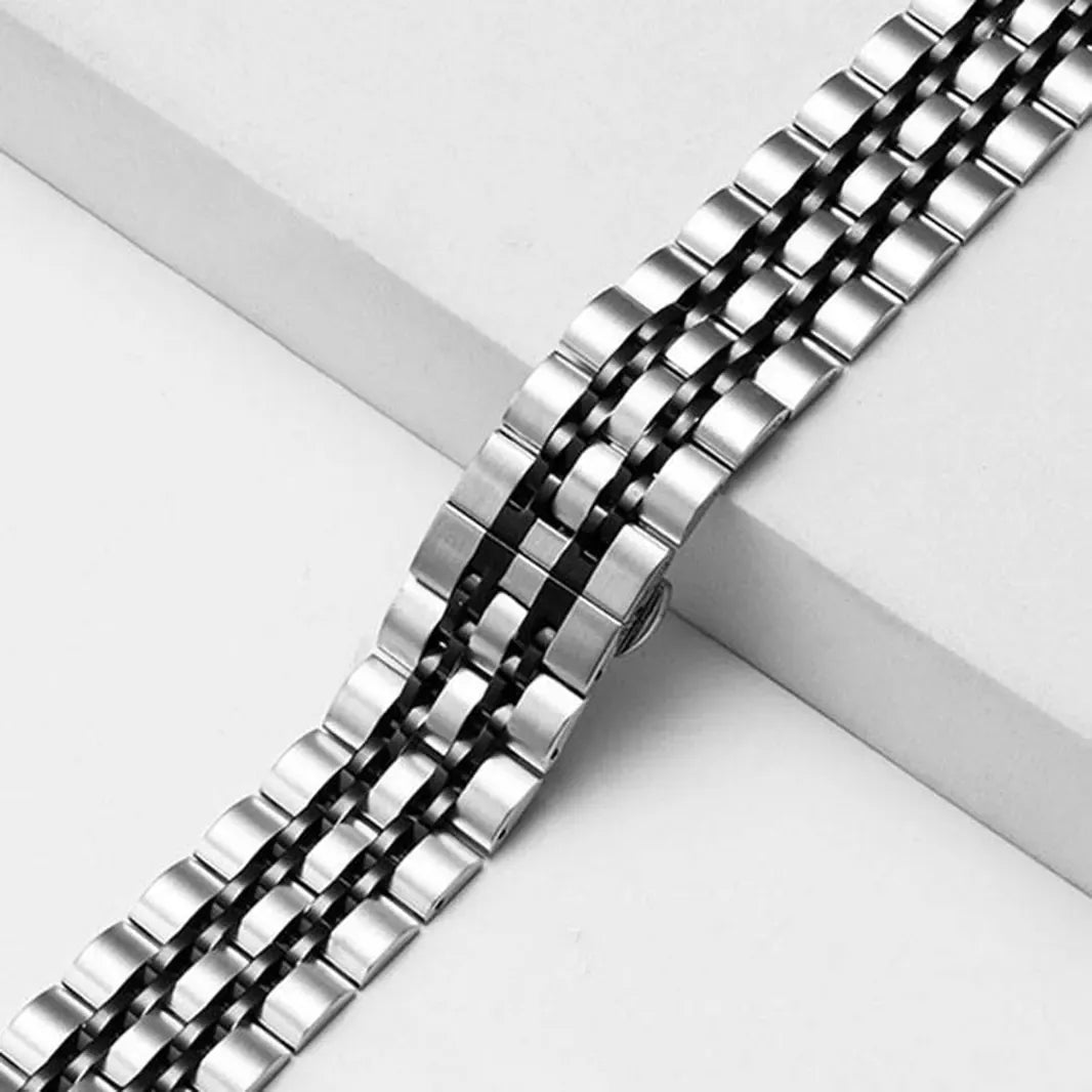 Stainless Steel 7 Link Bracelet Black Silver
