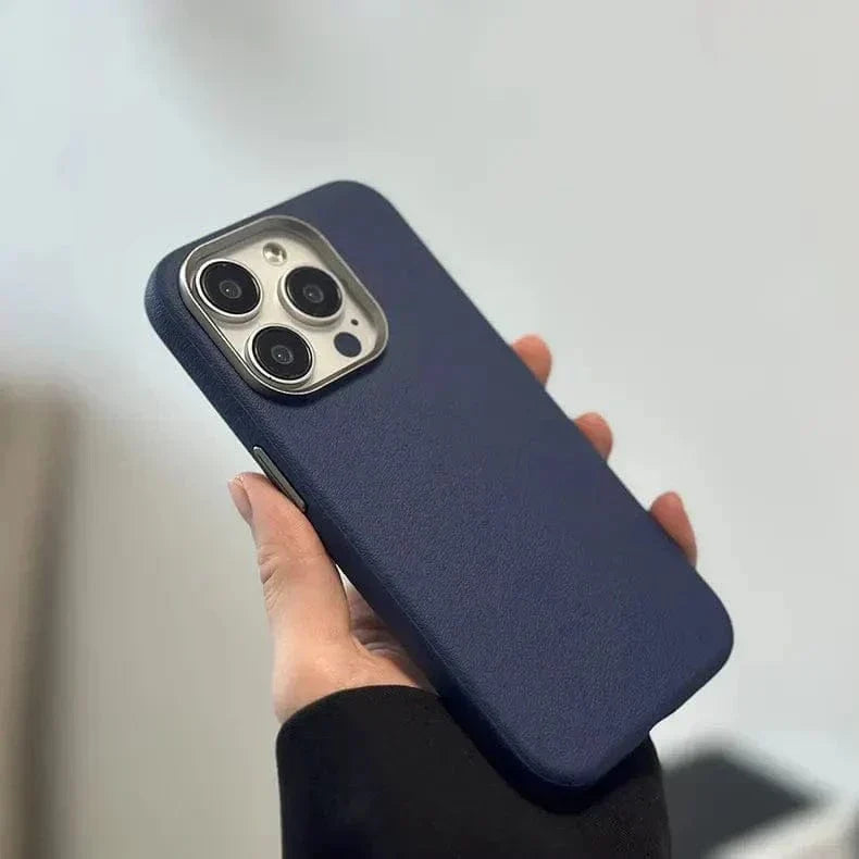 Vegan Leather MagSafe Case iPhone 17 Dark Blue