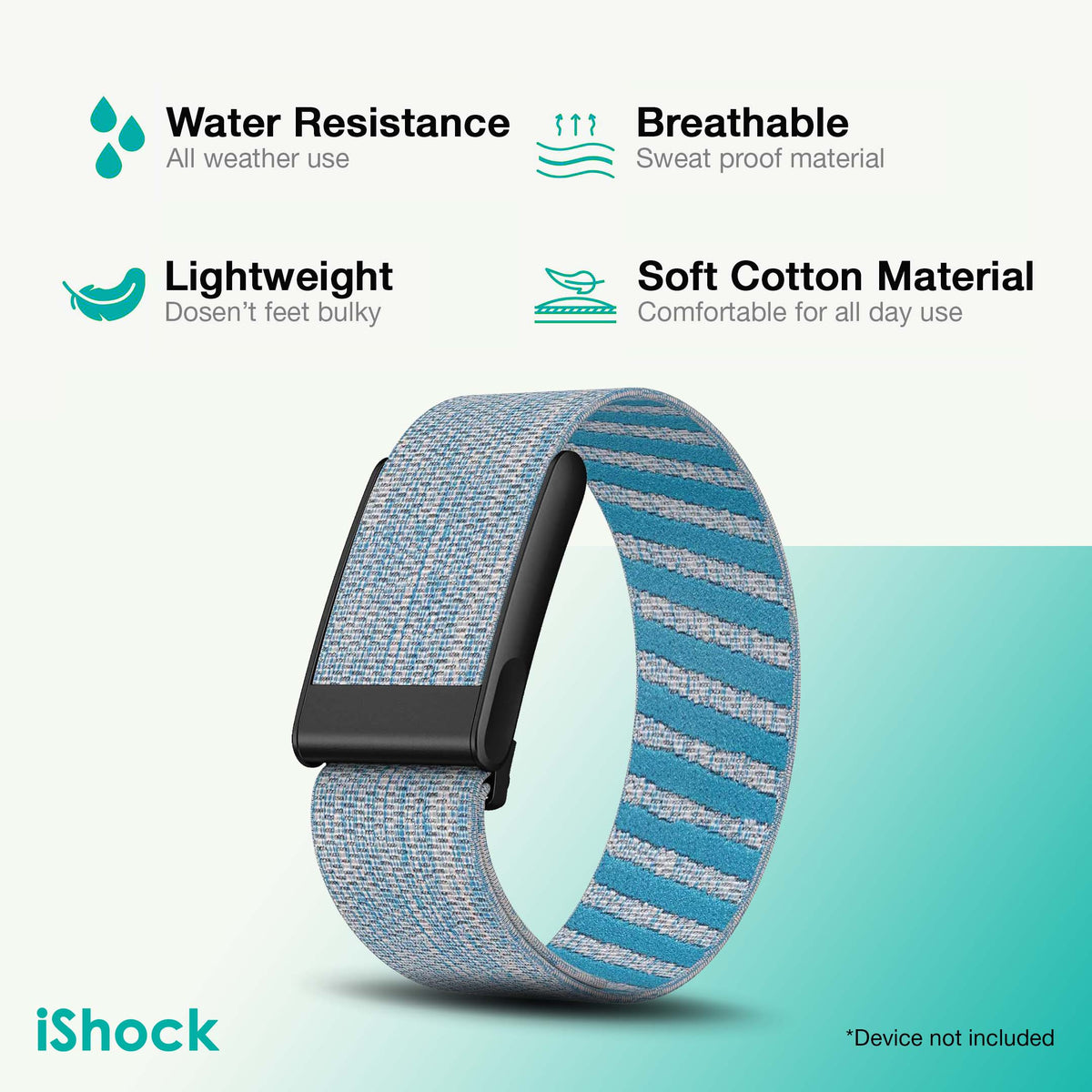 Nylon Sports Loop for Whoop 5.0 MG | 5.0 LIFE ( Black - Sky Blue )